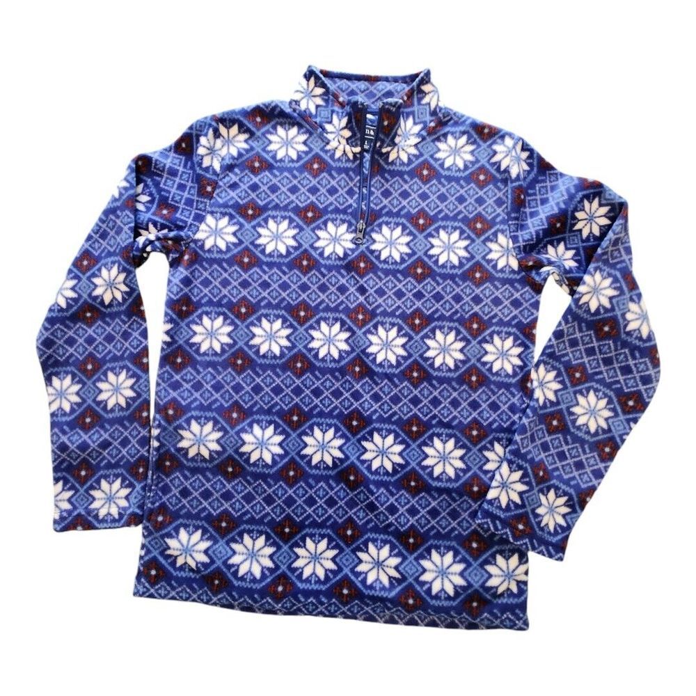 CROWN & IVY Boys Large Snowflake Print Polar Fleece Top Pullover NWOT Pockets